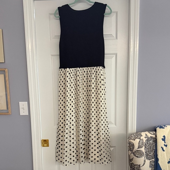 Chic Black and White Polka Dot Midi Dress - Picture 5 of 5